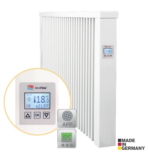 Thermostat sans fil X3D programmable pour radiateur à inertie  FlexiComfortApp AeroFlow® Thermotec